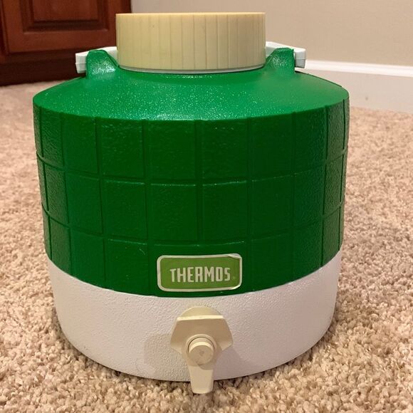 Vintage Thermos Green White One Gallon Old School Water Thermos Cooler - Picture 1 of 8